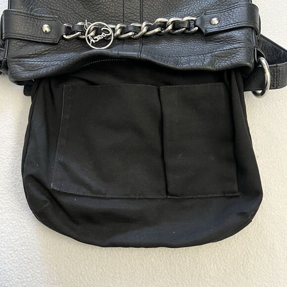 Coach F19722 Black Pebble Leather Chain Duffle Cross Body Shoulder Bag Purse - Picture 12 of 14